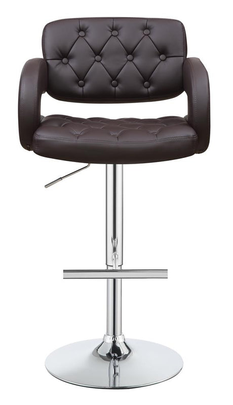 Brandi Chrome and Brown 29" Adjustable Height Bar Stool from Coaster - Luna Furniture