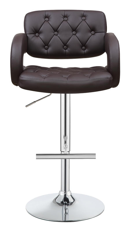 Brandi Chrome and Brown 29" Adjustable Height Bar Stool from Coaster - Luna Furniture
