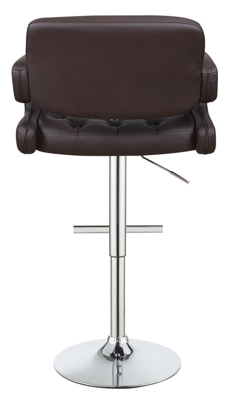 Brandi Chrome and Brown 29" Adjustable Height Bar Stool from Coaster - Luna Furniture