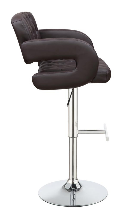 Brandi Chrome and Brown 29" Adjustable Height Bar Stool from Coaster - Luna Furniture