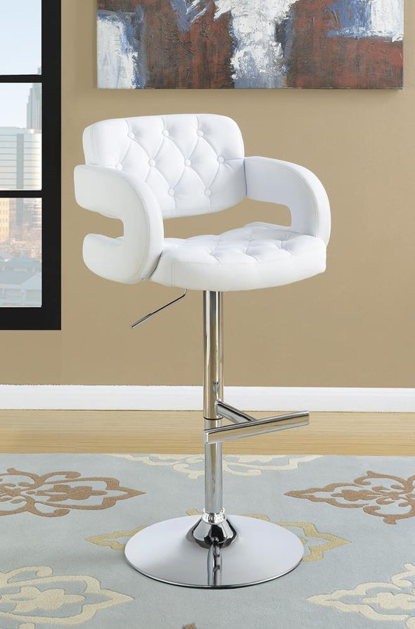 Brandi 29" Adjustable Height Bar Stool Chrome and White - 102557 - Luna Furniture