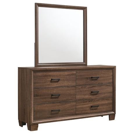 Brandon 6-drawer Dresser with Mirror Medium Warm Brown - 205323M - Luna Furniture
