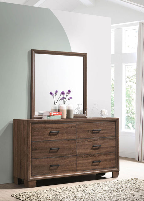 Brandon 6-drawer Dresser with Mirror Medium Warm Brown - 205323M - Luna Furniture