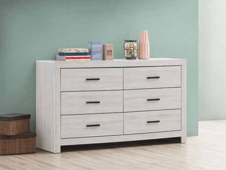 Brantford Coastal White 6-Drawer Dresser from Coaster - Luna Furniture
