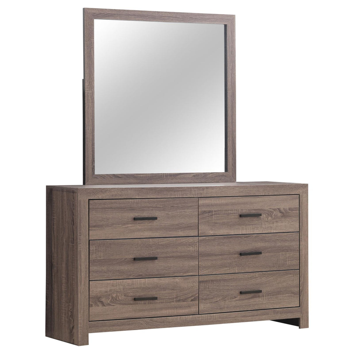 Brantford Barrel Oak 6-Drawer Dresser with Mirror from Coaster - Luna Furniture