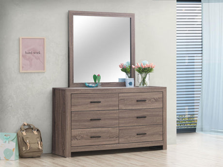 Brantford Barrel Oak 6-Drawer Dresser with Mirror from Coaster - Luna Furniture