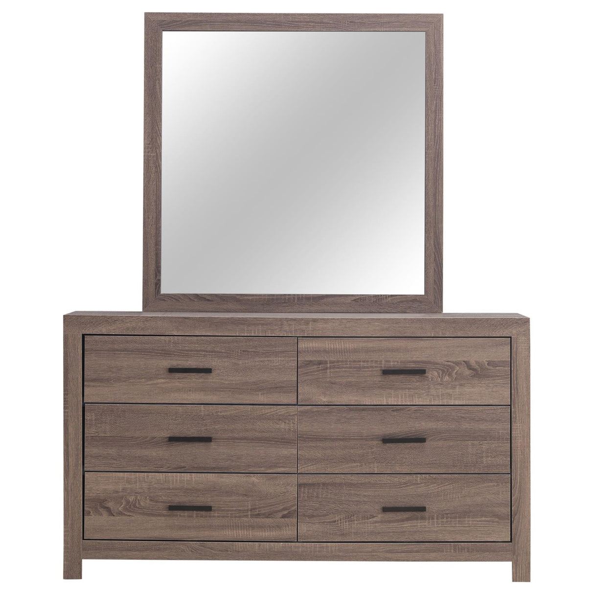 Brantford Barrel Oak 6-Drawer Dresser with Mirror from Coaster - Luna Furniture