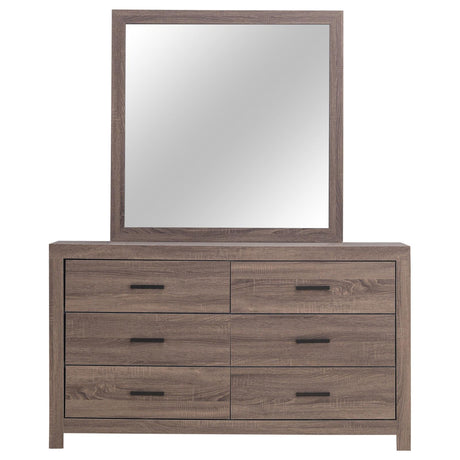 Brantford Barrel Oak 6-Drawer Dresser with Mirror from Coaster - Luna Furniture