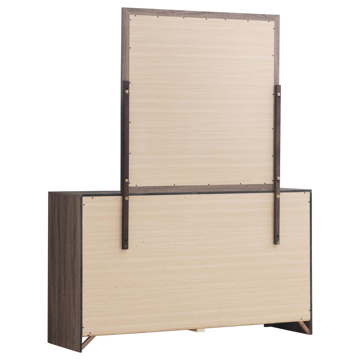 Brantford Barrel Oak 6-Drawer Dresser with Mirror from Coaster - Luna Furniture