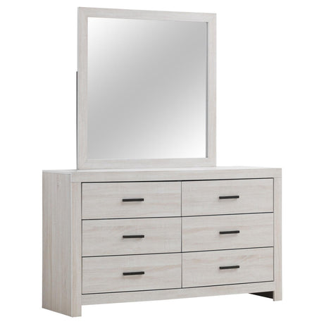 Brantford 6-drawer Dresser with Mirror Coastal White - 207053M - Luna Furniture