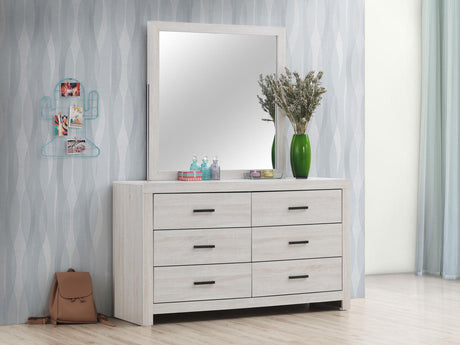 Brantford 6-drawer Dresser with Mirror Coastal White - 207053M - Luna Furniture