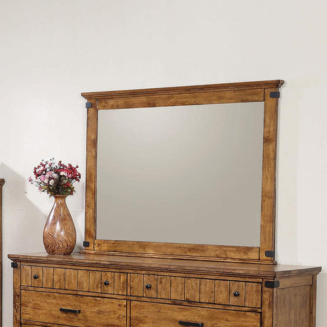 Brenner Rectangular Mirror Rustic Honey - 205264 - Luna Furniture