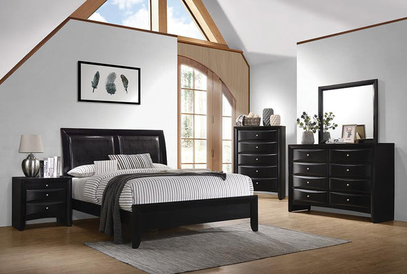 Briana Panel Bedroom Set with Sleigh Headboard Black - 200701KW-S4 - Luna Furniture