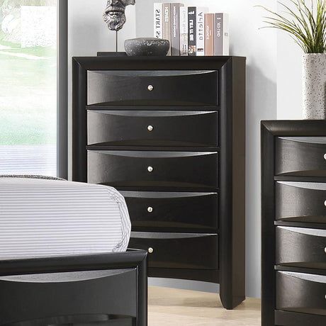 Briana Rectangular 5-drawer Chest Black - 200705 - Luna Furniture