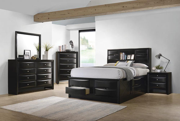 Briana Storage Bedroom Set with Bookcase Headboard Black - 202701Q-S4 - Luna Furniture