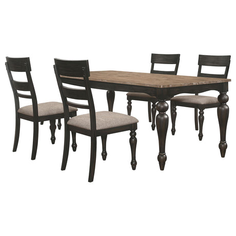 Bridget 5-piece Rectangular Dining Set Brown Brushed and Charcoal Sandthrough - 108221-S5 - Luna Furniture