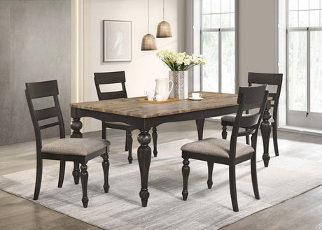 Bridget 5-piece Rectangular Dining Set Brown Brushed and Charcoal Sandthrough - 108221-S5 - Luna Furniture