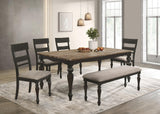 Bridget 6-piece Rectangular Dining Set Brown Brushed and Charcoal Sandthrough - 108221-S6 - Luna Furniture