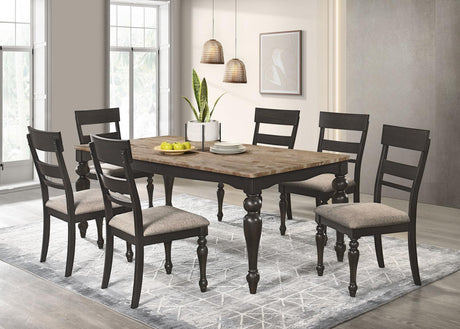 Bridget 7-piece Rectangular Dining Set Brown Brushed and Charcoal Sandthrough - 108221-S7 - Luna Furniture