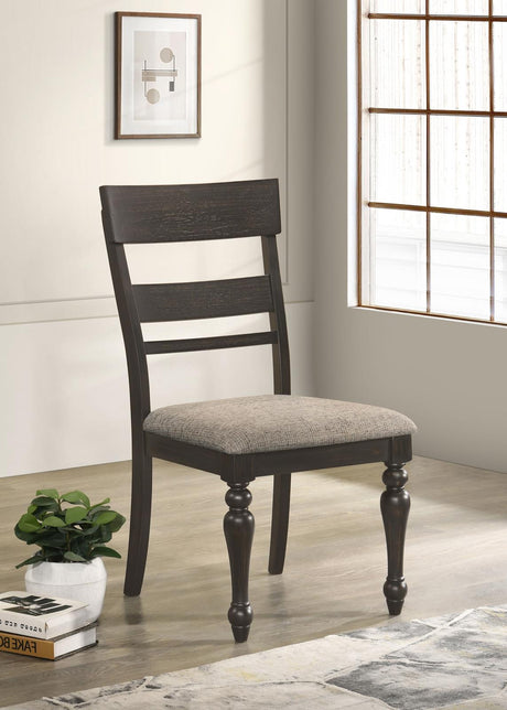 Bridget Ladder Back Dining Side Chair Stone Brown and Charcoal Sandthrough (Set of 2) - 108222 - Luna Furniture