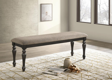 Bridget Upholstered Dining Bench Stone Brown and Charcoal Sandthrough - 108223 - Luna Furniture