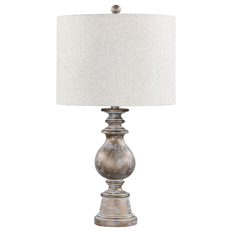 Brie Oatmeal and Antique Gold Drum Shade Table Lamp from Coaster - Luna Furniture