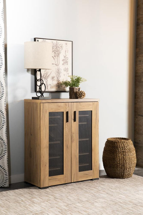 Bristol Golden Oak Metal Mesh Door Accent Cabinet from Coaster - Luna Furniture