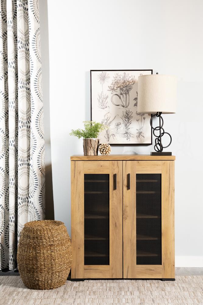 Bristol Golden Oak Metal Mesh Door Accent Cabinet from Coaster - Luna Furniture