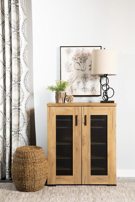 Bristol Golden Oak Metal Mesh Door Accent Cabinet from Coaster - Luna Furniture