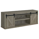 Brockton Gray Driftwood 71-inch 3-Shelf Sliding Doors TV Console from Coaster - Luna Furniture