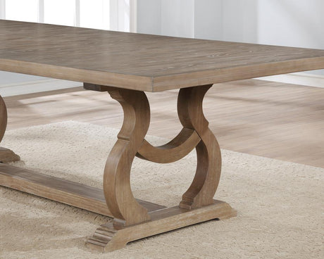 Brockway Cove and Barley Brown Trestle Dining Table from Coaster - Luna Furniture