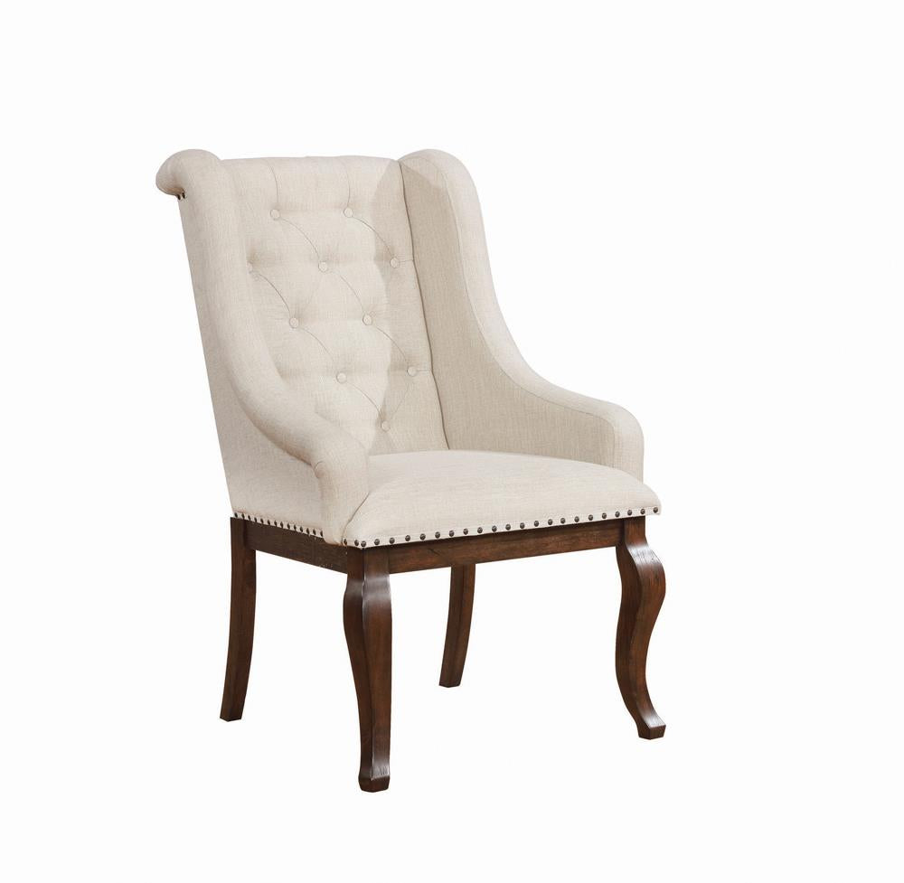 Brockway Cove Cream and Antique Java Tufted Arm Chairs, Set of 2 from Coaster - Luna Furniture