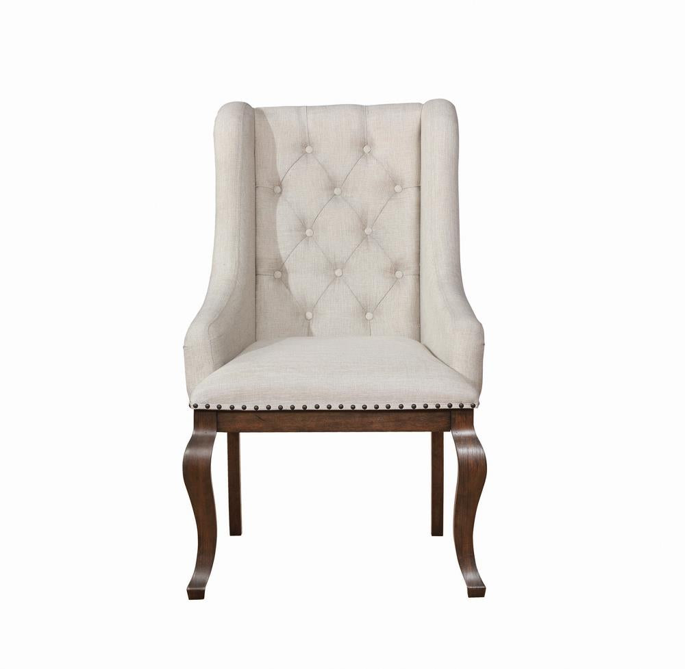 Brockway Cove Cream and Antique Java Tufted Arm Chairs, Set of 2 from Coaster - Luna Furniture