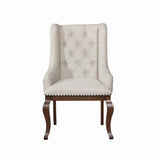 Brockway Cove Cream and Antique Java Tufted Arm Chairs, Set of 2 from Coaster - Luna Furniture