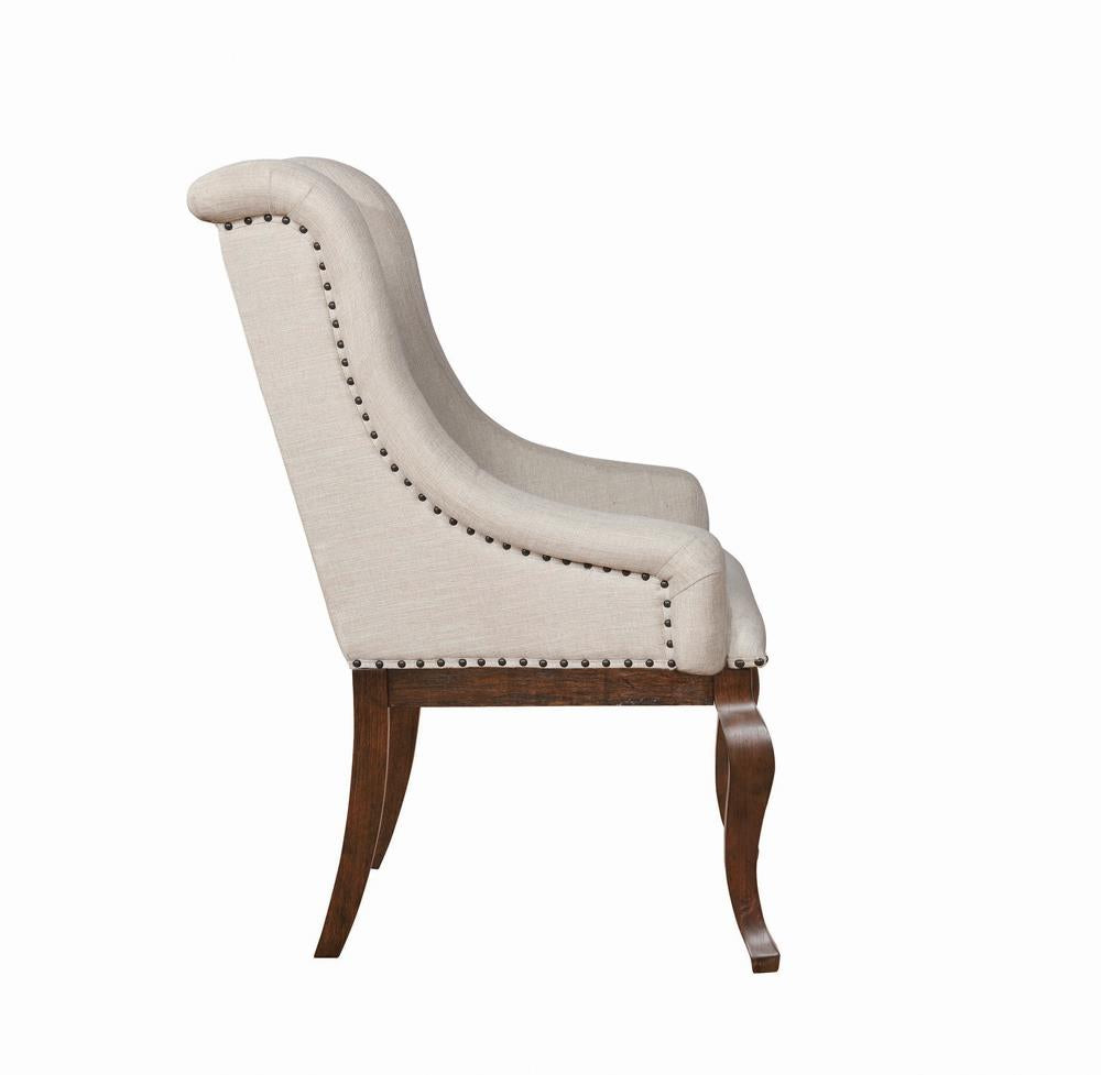 Brockway Cove Cream and Antique Java Tufted Arm Chairs, Set of 2 from Coaster - Luna Furniture