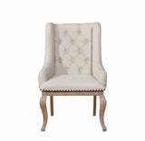 Brockway Cove Cream and Barley Brown Tufted Arm Chairs, Set of 2 from Coaster - Luna Furniture