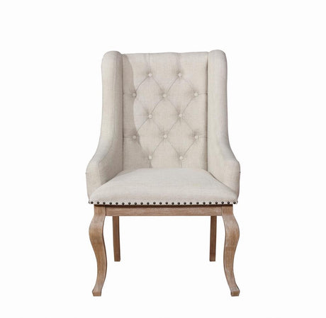 Brockway Cove Cream and Barley Brown Tufted Arm Chairs, Set of 2 from Coaster - Luna Furniture