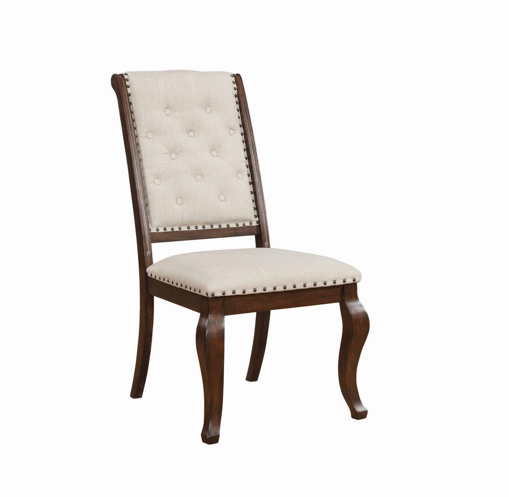 Brockway Cove Cream and Antique Java Tufted Dining Chairs, Set of 2 from Coaster - Luna Furniture