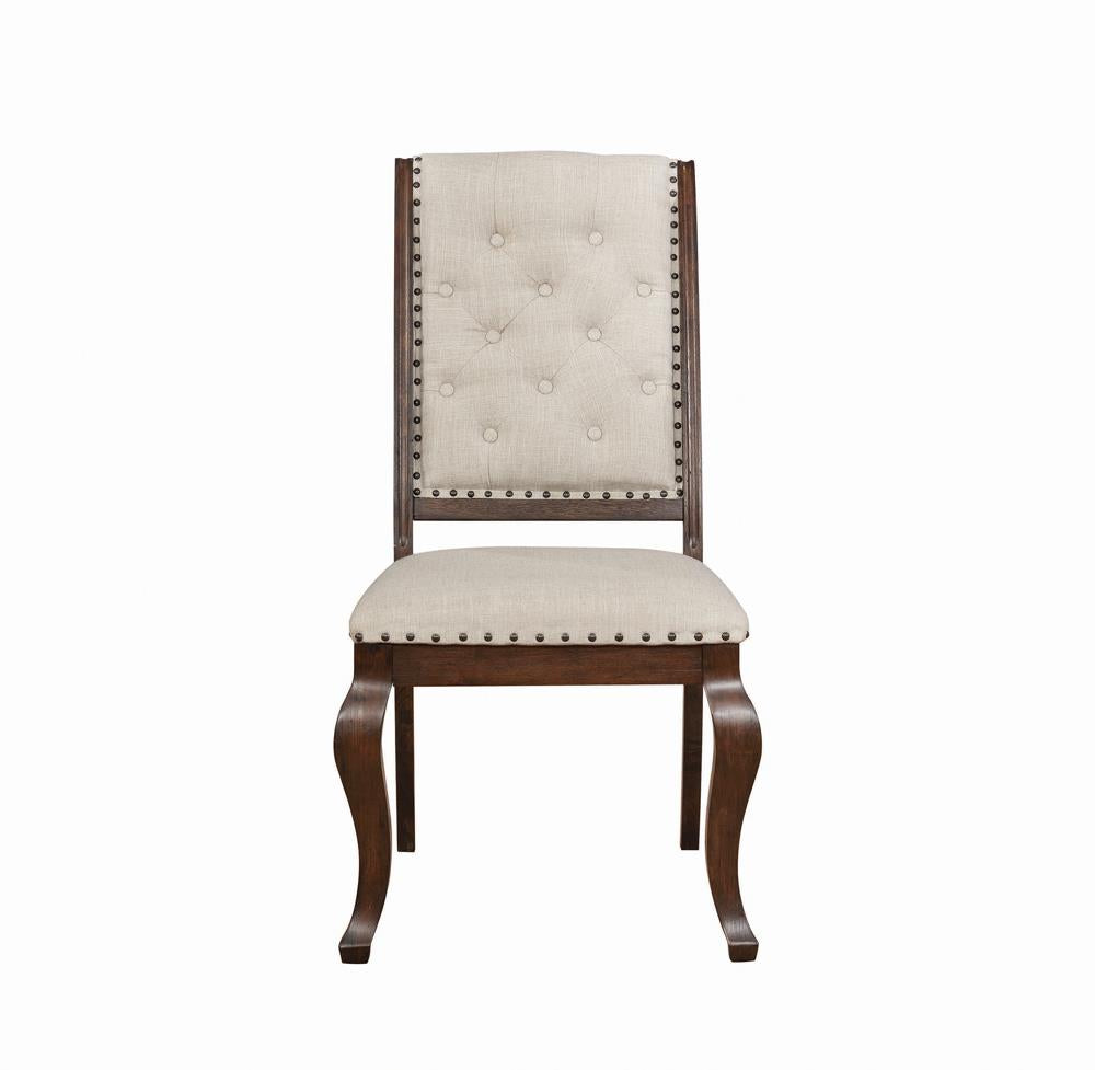 Brockway Cove Cream and Antique Java Tufted Dining Chairs, Set of 2 from Coaster - Luna Furniture