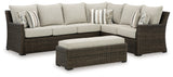Brook Ranch Brown Outdoor Sofa Sectional/Bench with Cushion from Ashley - Luna Furniture