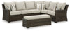 Brook Ranch Brown Outdoor Sofa Sectional/Bench with Cushion, Set of 3 - P465-822 - Luna Furniture