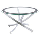 Brooke Chrome and Black Glass Top Coffee Table from Coaster - Luna Furniture