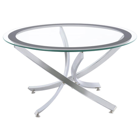Brooke Chrome and Black Glass Top Coffee Table from Coaster - Luna Furniture