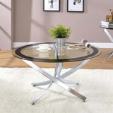 Brooke Chrome and Black Glass Top Coffee Table from Coaster - Luna Furniture
