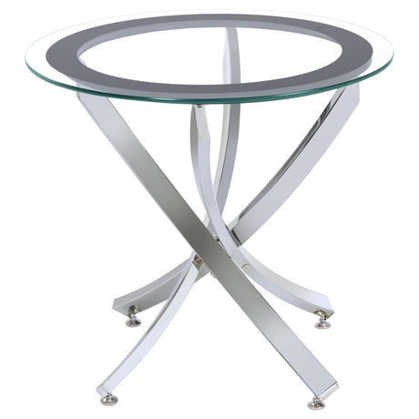 Brooke Glass Top End Table Chrome and Black - 702587 - Luna Furniture