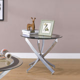Brooke Chrome and Black Glass Top End Table from Coaster - Luna Furniture