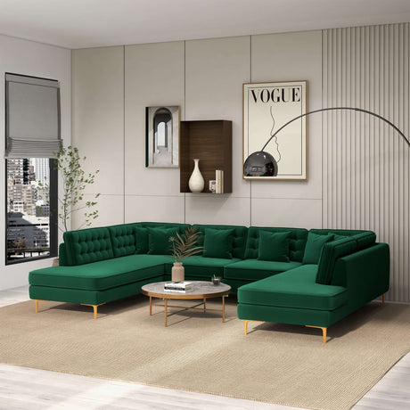 Brooke Green Velvet U-Shape Sectional from Midinmod - Luna Furniture