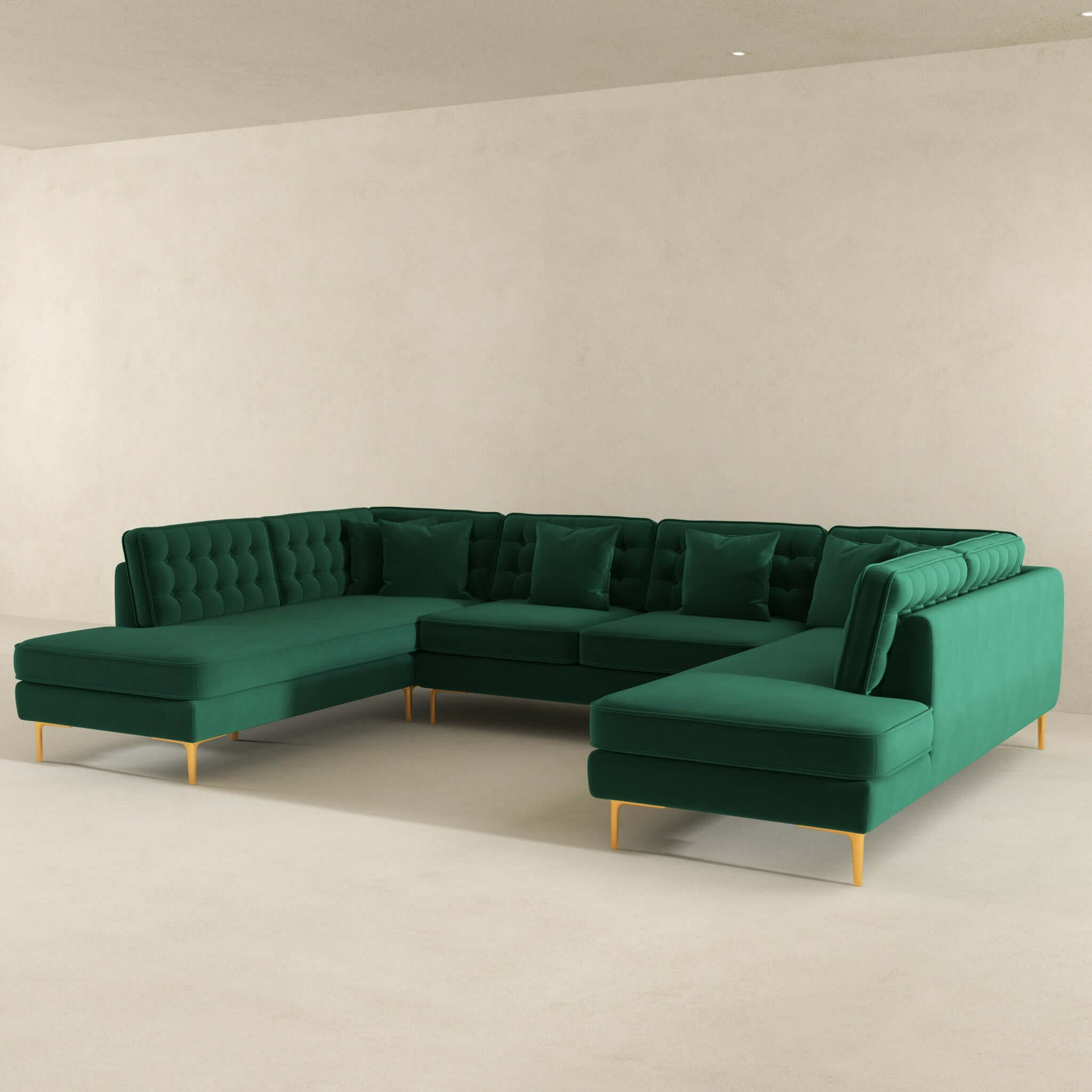 Brooke Green Velvet U-Shape Sectional from Midinmod - Luna Furniture