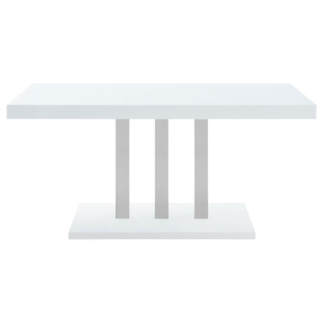Brooklyn White High Gloss and Chrome Rectangular Dining Table from Coaster - Luna Furniture