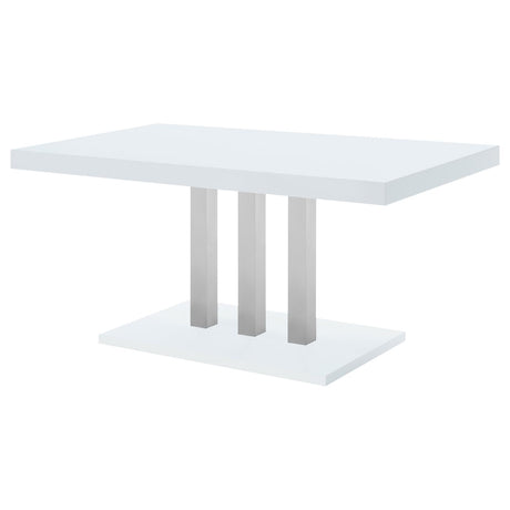 Brooklyn White High Gloss and Chrome Rectangular Dining Table from Coaster - Luna Furniture